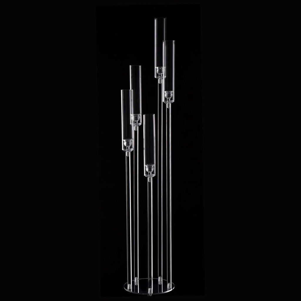 Clear Acrylic Floor Candelabra 5 Arm Tall Candlestick Holder for Wedding Table Centerpiece Ceremony Party Home Decoration 10PCS TAVEN System LLC