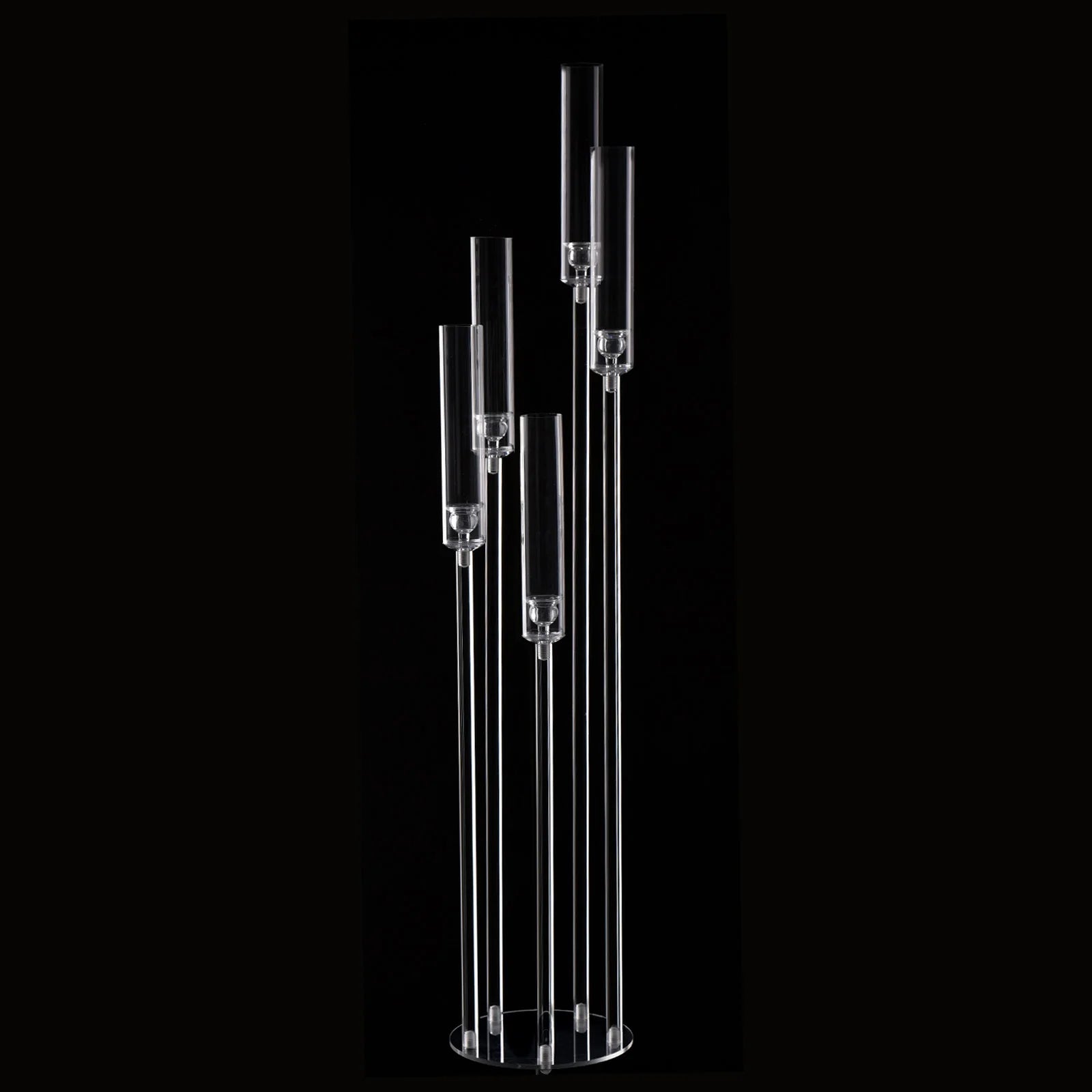 Clear Acrylic Floor Candelabra 5 Arm Tall Candlestick Holder for Wedding Table Centerpiece Ceremony Party Home Decoration 10PCS TAVEN System LLC