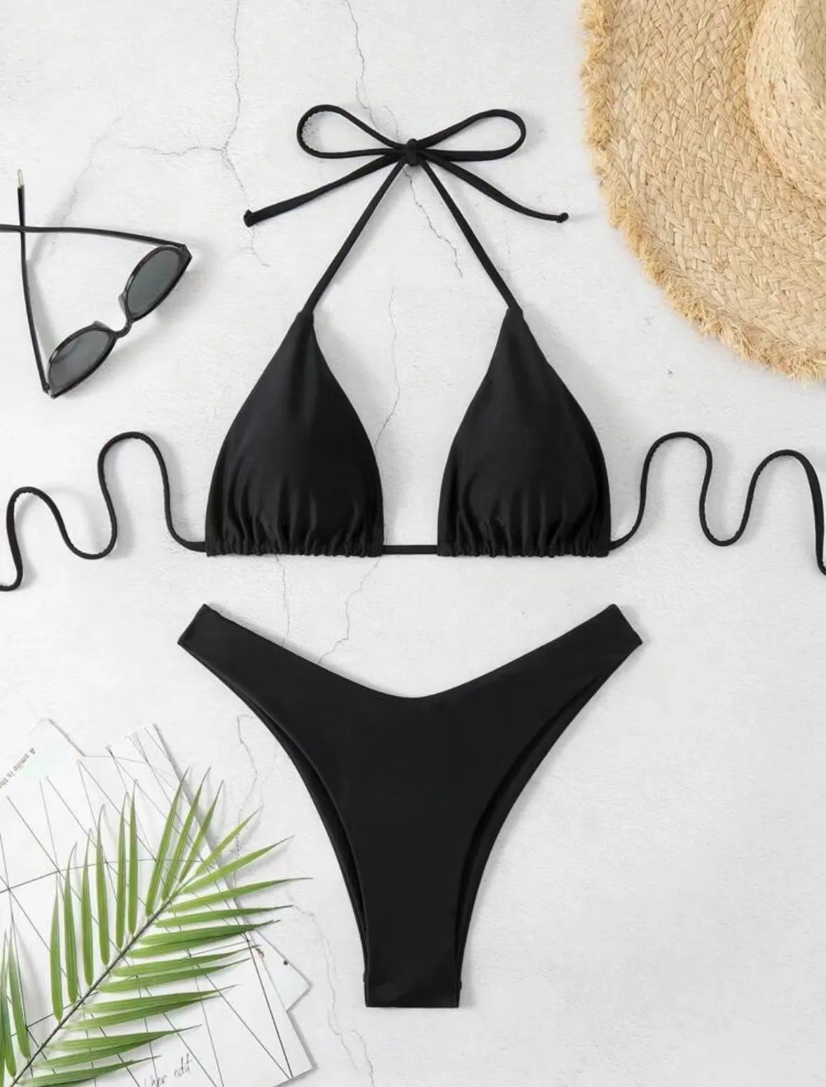 2025 Women White Bikini Chest Padded New Sexy Halter Bikini Two-Piece Set With Drawstring Straps Solid Brazilian Bathing Suit TAVEN System LLC