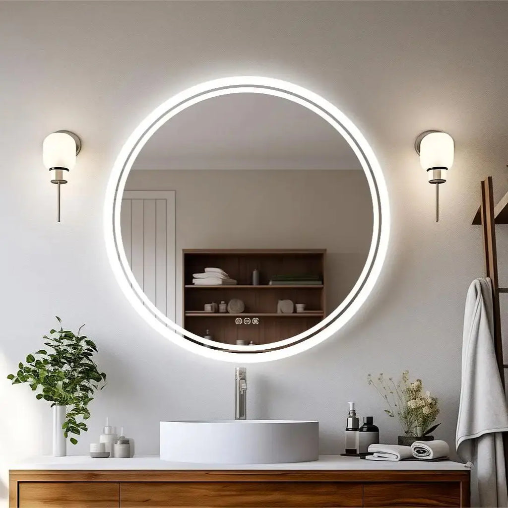 Large Round LED Bathroom Vanity Mirror Anti-Fog with Brighter Lights for Makeup Wall Mount Smart Touch TAVEN System LLC