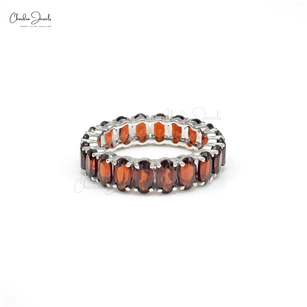 Trending Products 5x3mm Mozambique Garnet Eternity Band IGI Certified Ring 14k Fine White Gold Wedding Stacking Jewelry US-7 TAVEN System LLC