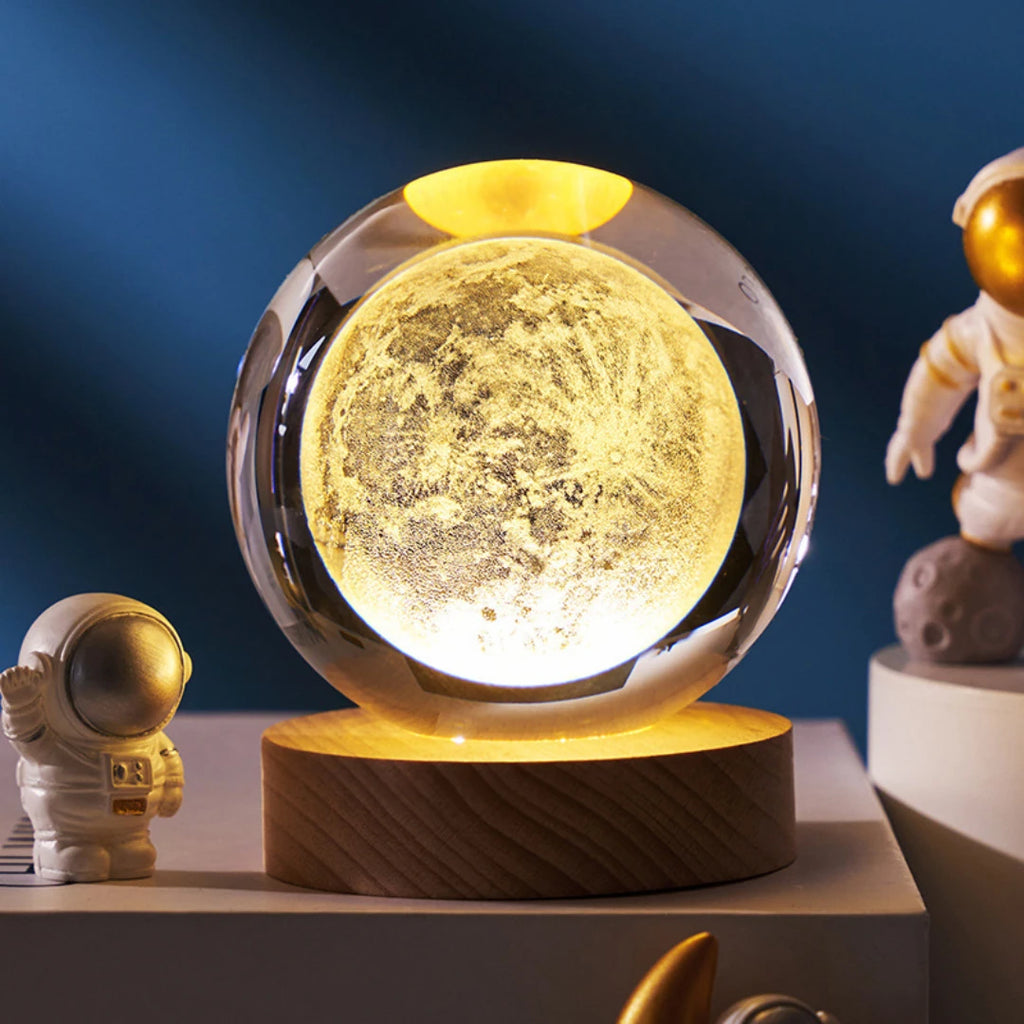 6cm 3D Crystal Ball Crystal Planet Night Light Laser Engraved Solar System Globe Astronomy Birthday Gift Home Desktop Decoration