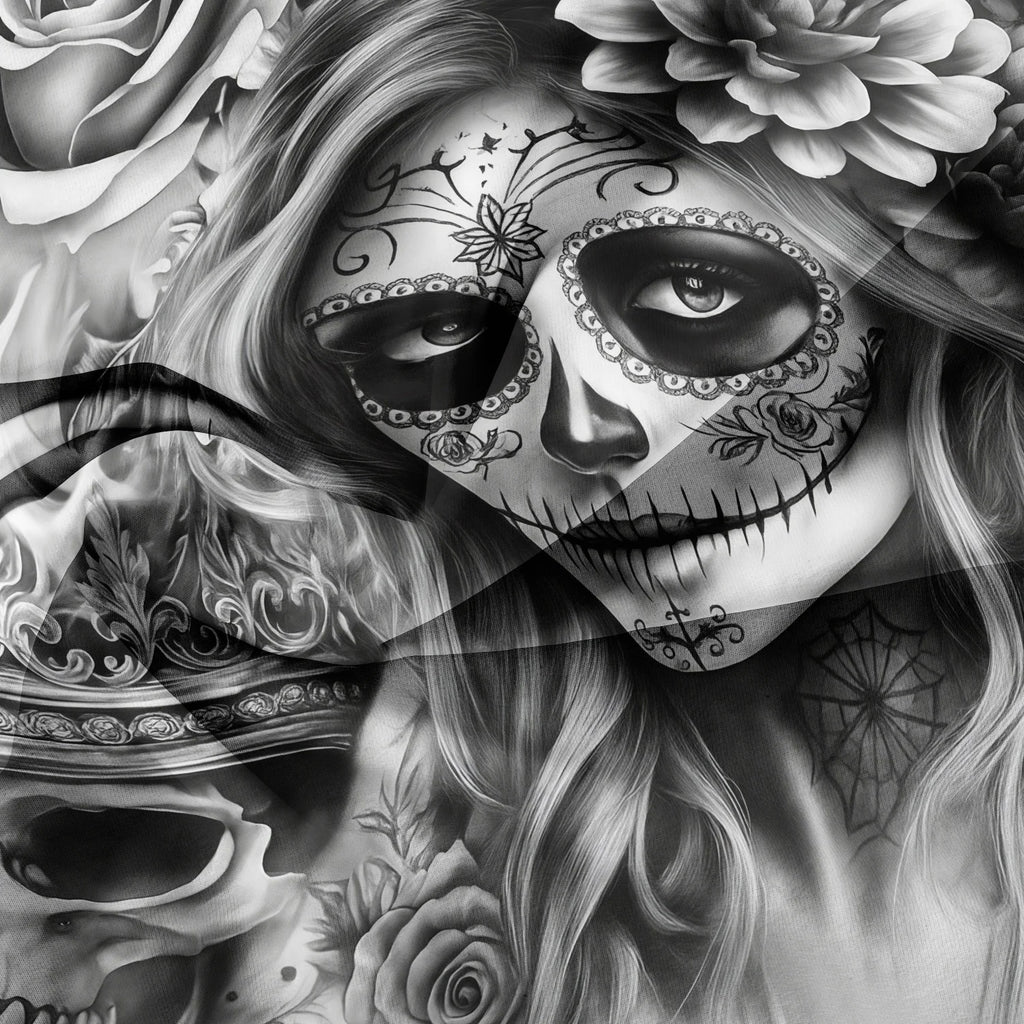 3Pcs Gothic Skull Queen Print Duvet Cover Set, Black White Floral Print Bedding Set, For Family Bedrooms Dormitories Hotels TAVEN System LLC