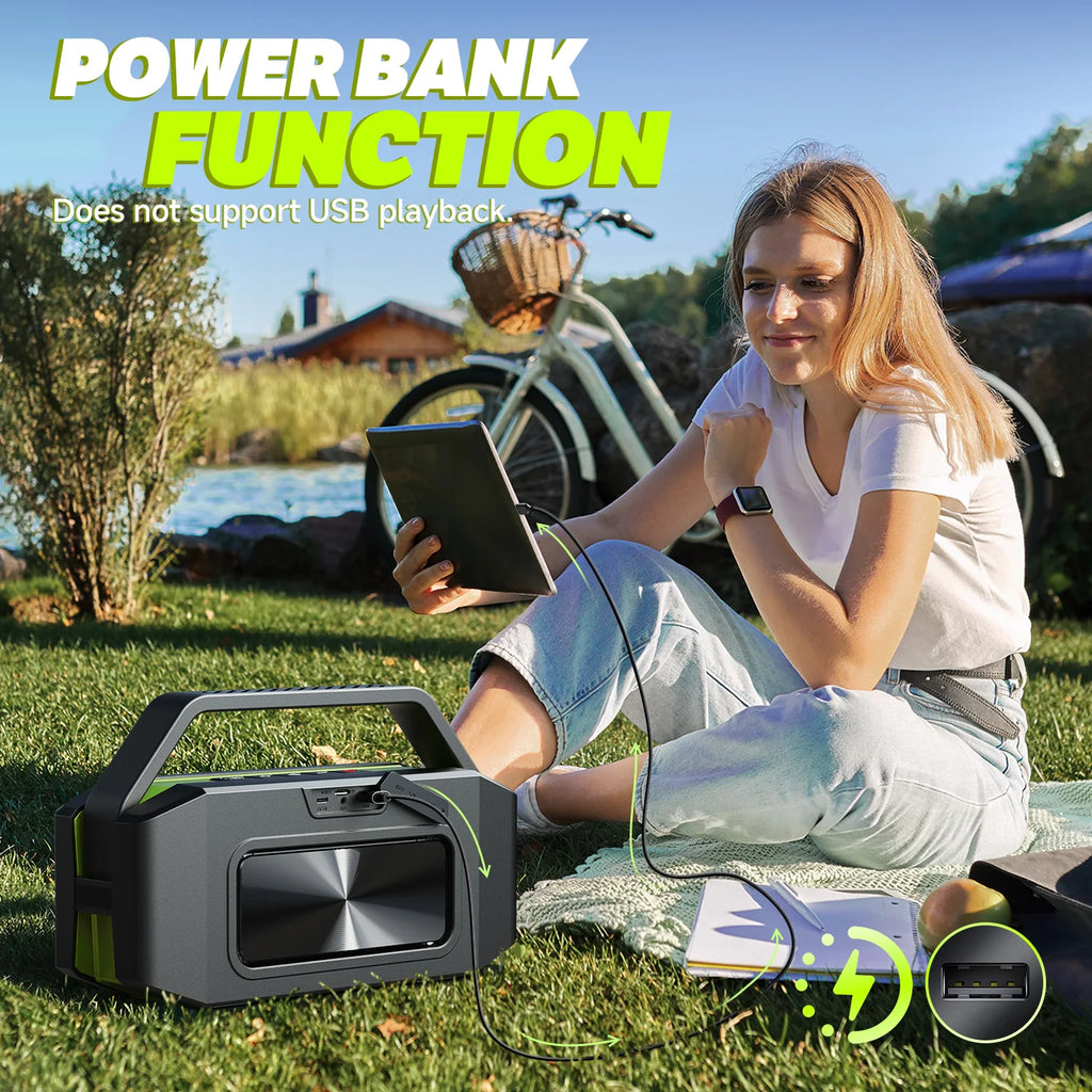 W-KING D9-1 Green Bluetooth Speaker, 100W Peak 60W HD IPX6 Portable Speaker Wireless Loud Waterproof Outdoor Party Large Boombox 2 Subwoofer/Ex-Large Passive Radiator-All Round Deep Bass/40H/PowerBank/TF/AUX/EQ TAVEN System LLC