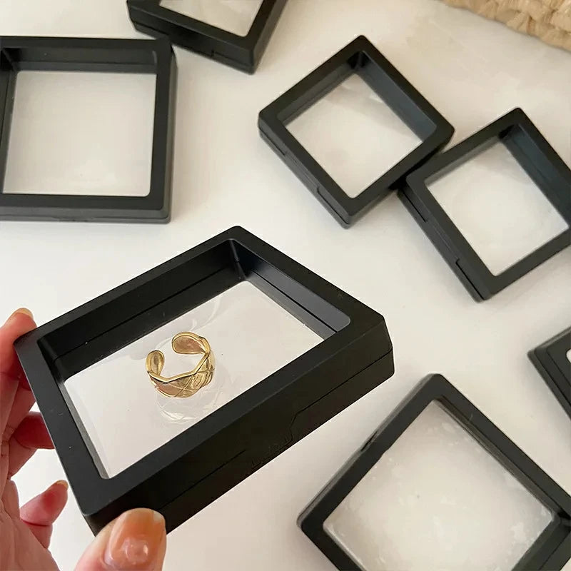 10Pcs PE Film Jewelry Storage Box 3D Packaging Case Free Stand Floating Frame Membrane Ring Earrings Necklace Display Holder TAVEN System LLC