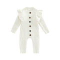 Baby Girl Knitted Long Sleeve Button Romper Spring Outfit