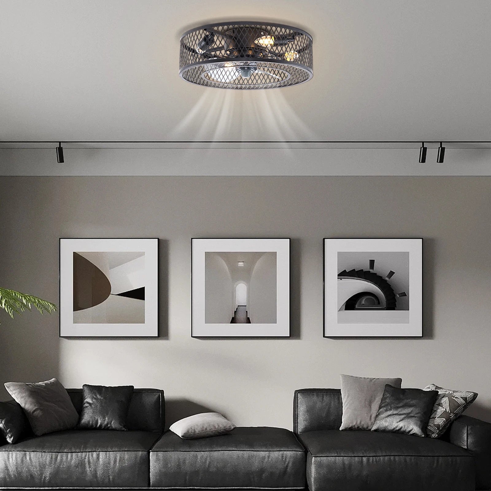 18 Inch Fan Pendant Light Black - Without Light Source E27 * 4 for Living Rooms, Restaurants, Bedrooms Foyers, Farmhouses, Bars TAVEN System LLC
