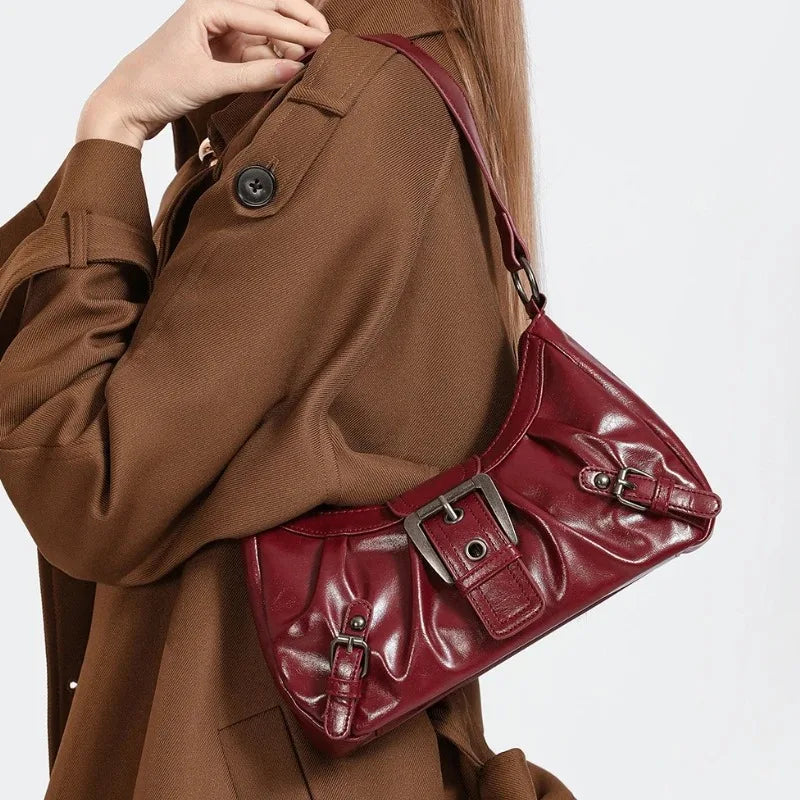 Y2K Retro Pleated Hobo Shoulder Bag Women Underarm PU Handbag TAVEN System LLC
