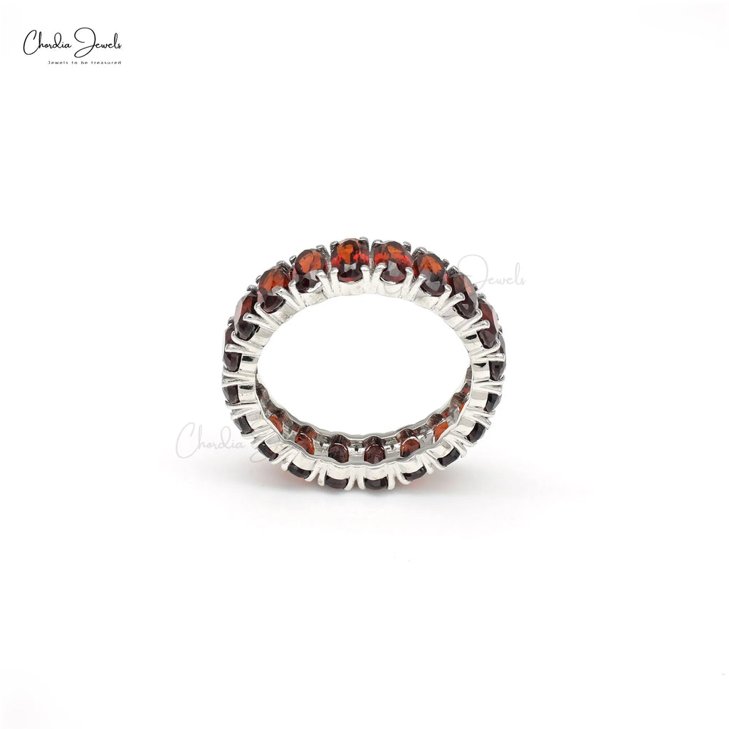 Trending Products 5x3mm Mozambique Garnet Eternity Band IGI Certified Ring 14k Fine White Gold Wedding Stacking Jewelry US-7 TAVEN System LLC