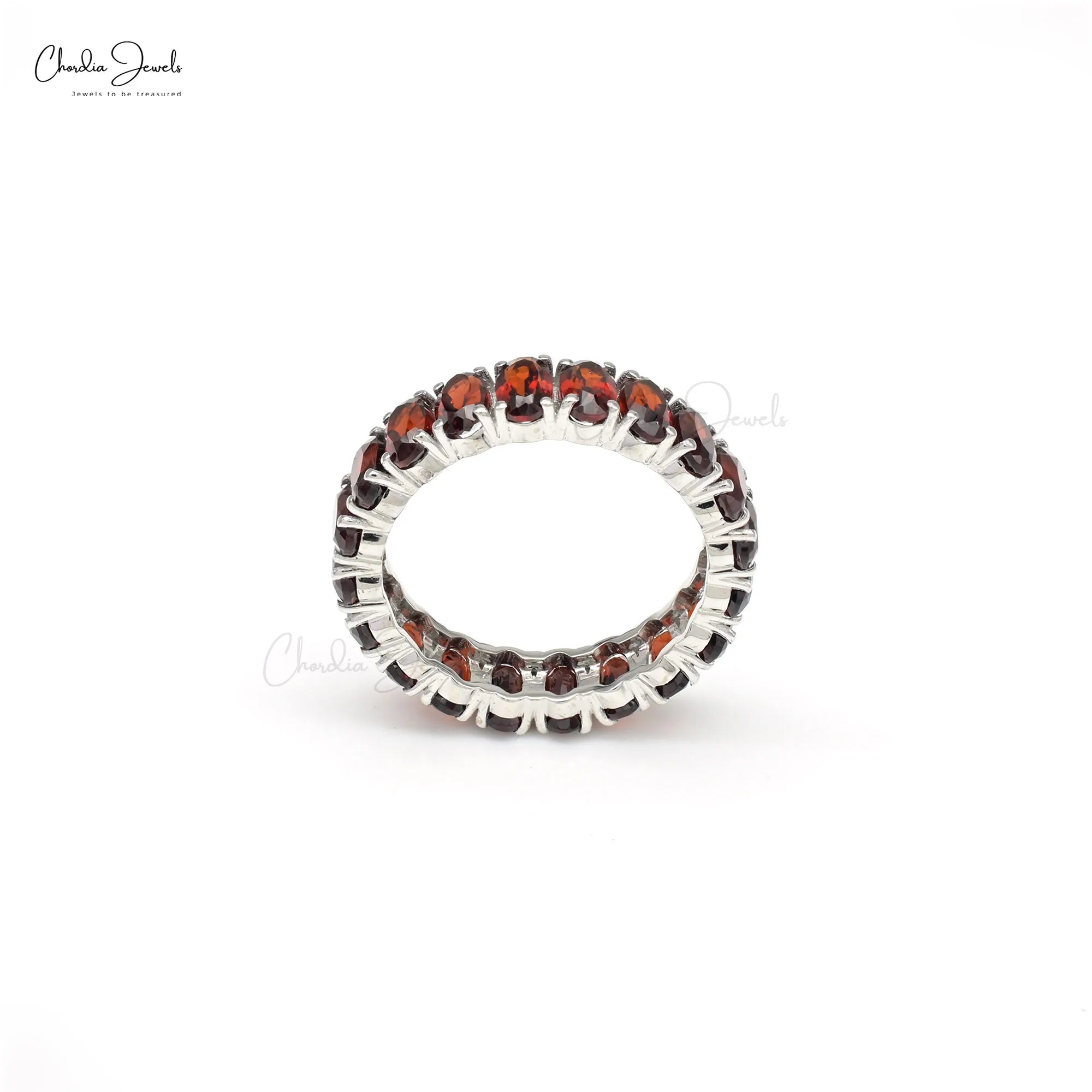 Trending Products 5x3mm Mozambique Garnet Eternity Band IGI Certified Ring 14k Fine White Gold Wedding Stacking Jewelry US-7 TAVEN System LLC