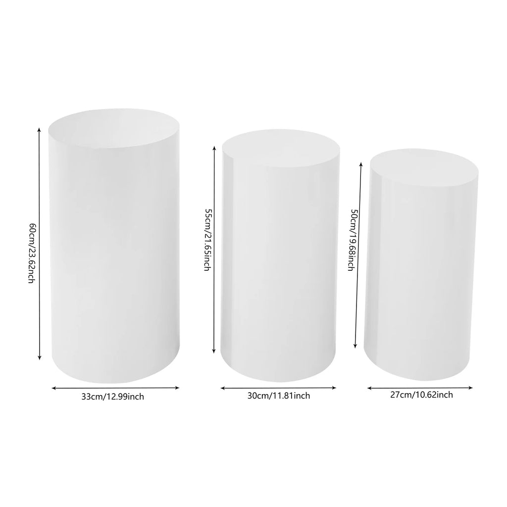 5/3Pcs Round Cylinder Pedestal Stand Freestanding Metal Cylinder Pedestal Wedding Birthday Party Cake Flower Display Pillars TAVEN System LLC