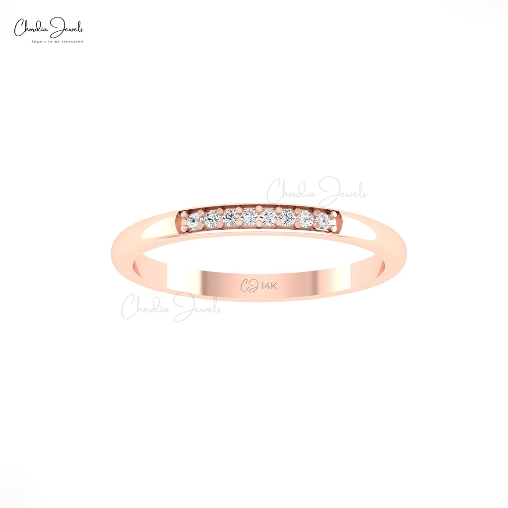 Trending Products 1.2mm Brilliant Cut I1-I2 Clarity White Diamond Eternity Band With 14k Solid Rose Gold Wedding Ring Jewelry TAVEN System LLC