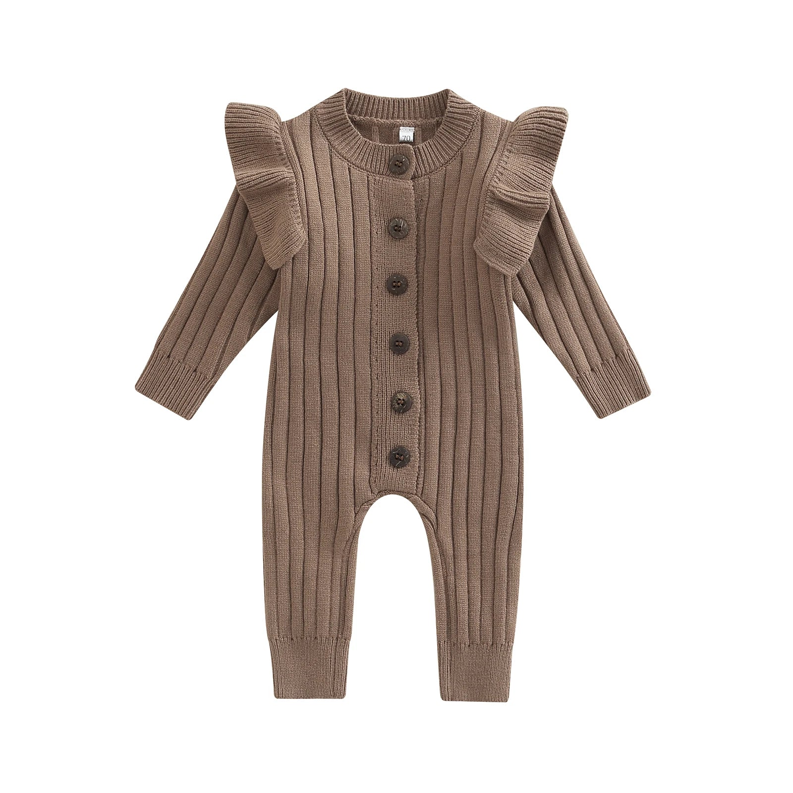 Baby Girl Knitted Long Sleeve Button Romper Spring Outfit