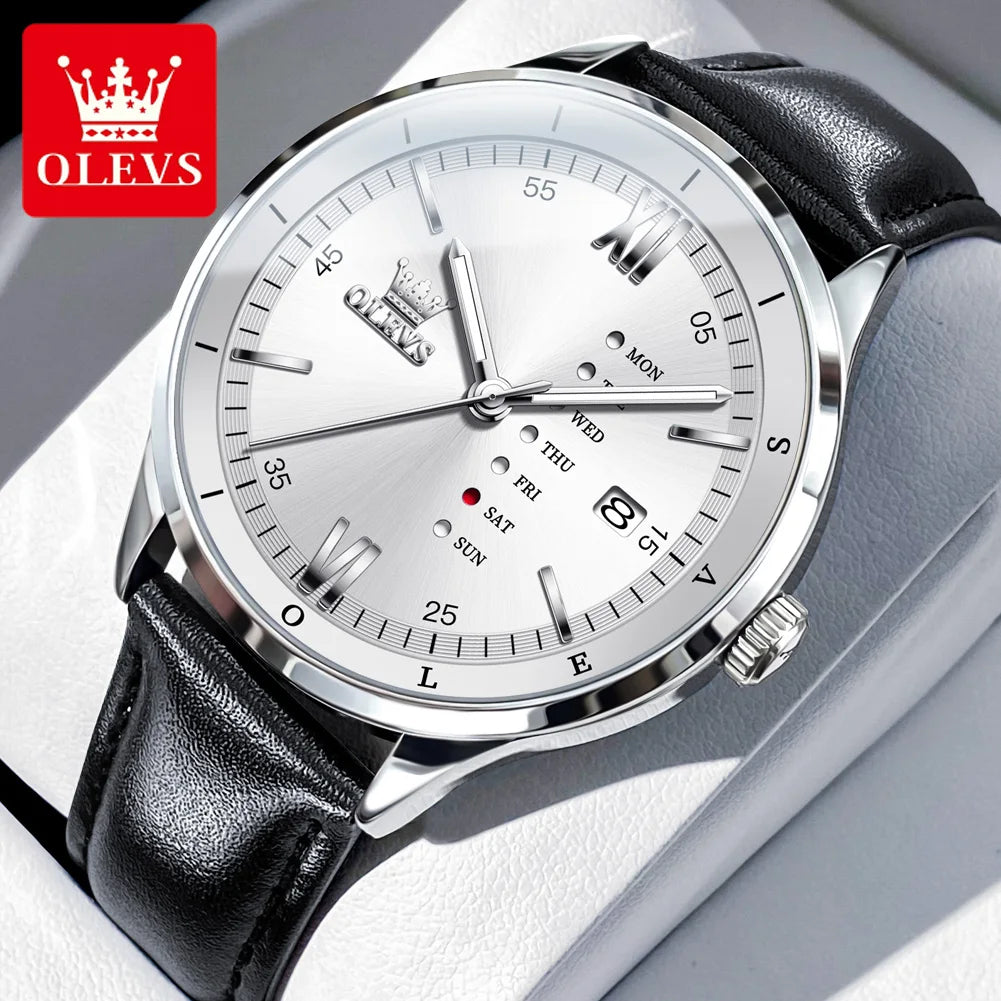 OLEVS 2931 Men Watch Fashion Simple Leather Waterproof Luminous Calendar Chronograph Luxury Brand Sports Quartz Men Watch Reloj TAVEN System LLC