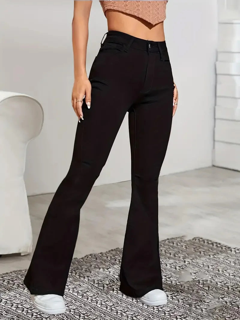 Women's High Waist Stretch Flare Jeans Vintage Y2K Bell Bottom Pants TAVEN System LLC