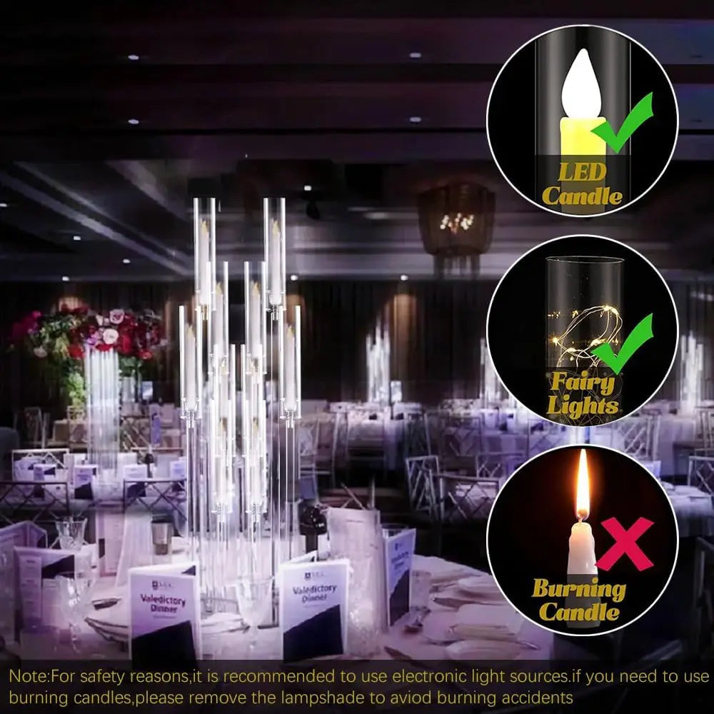 10Pcs Acrylic Floor Candelabra 10 Arm Candelabra Centerpiece for Wedding Clear Candle Centerpieces with AcrylicTaper Candlestick TAVEN System LLC
