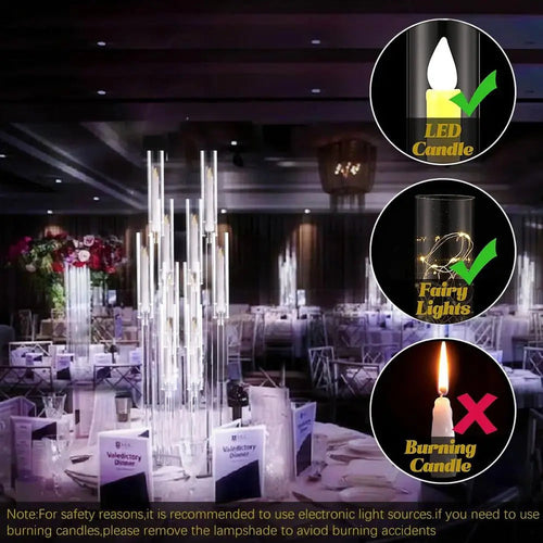 10Pcs Acrylic Floor Candelabra 10 Arm Candelabra Centerpiece for Wedding Clear Candle Centerpieces with AcrylicTaper Candlestick TAVEN System LLC