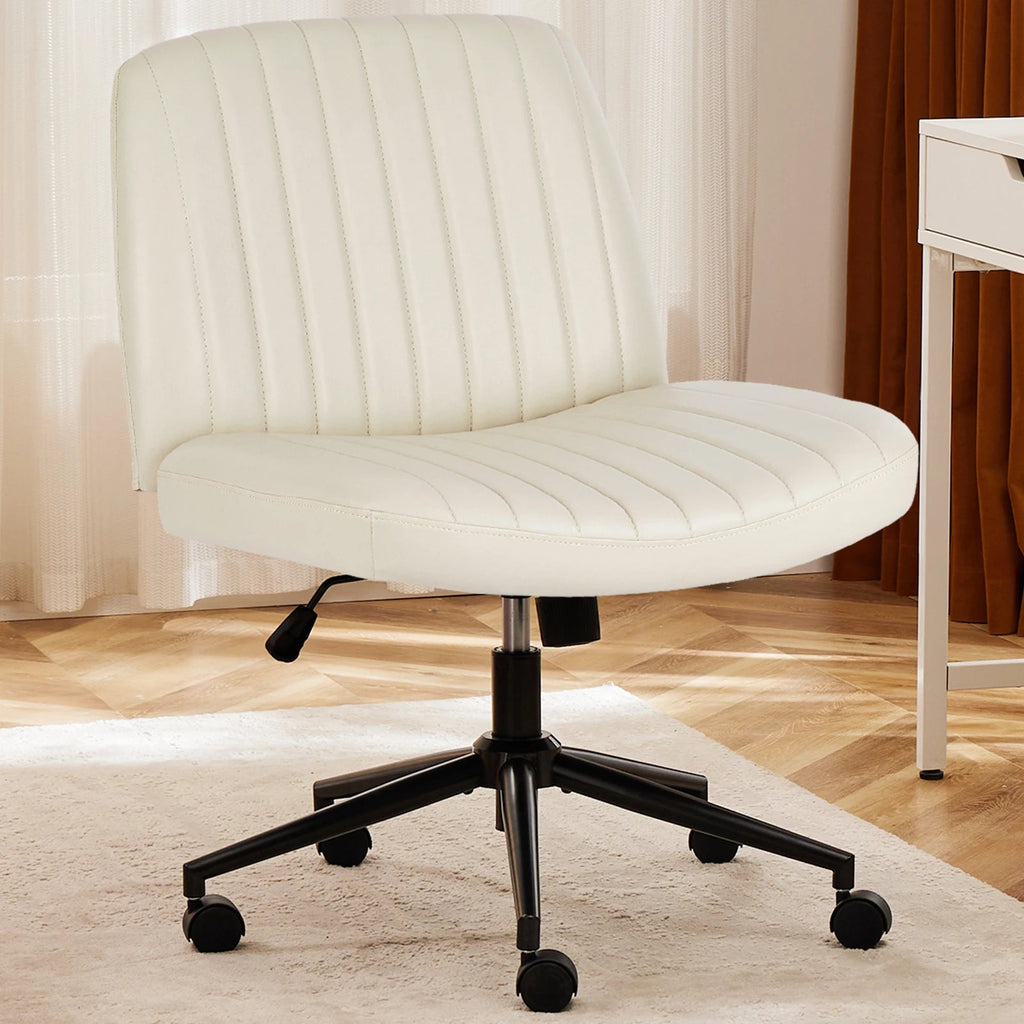 JHK Armless PU Leather Office Chair with Wheels Height Adjustable TAVEN System LLC