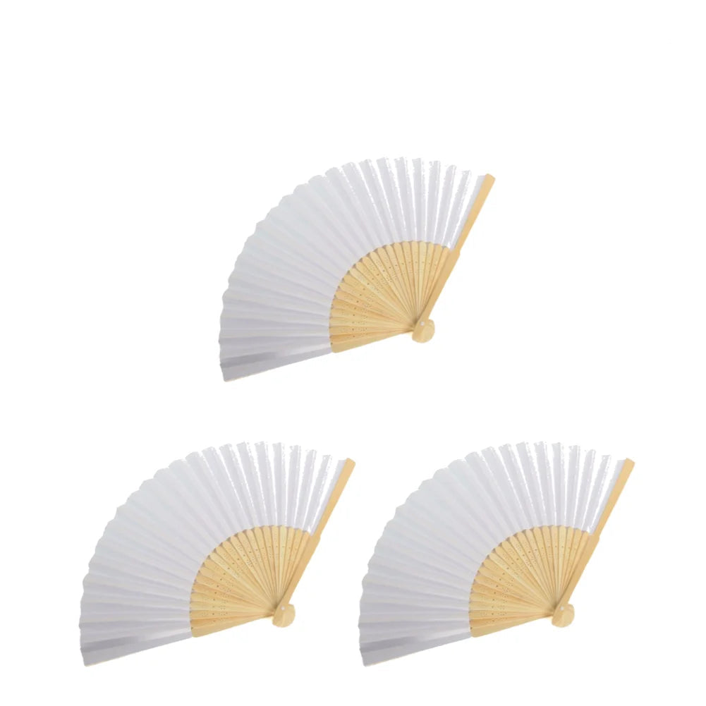 50/1pcs DIY Paper Bamboo Folding FanAdults Kid Hand Fans Calligraphy Painting Practice Blank White Fan for Wedding Room Decor TAVEN System LLC