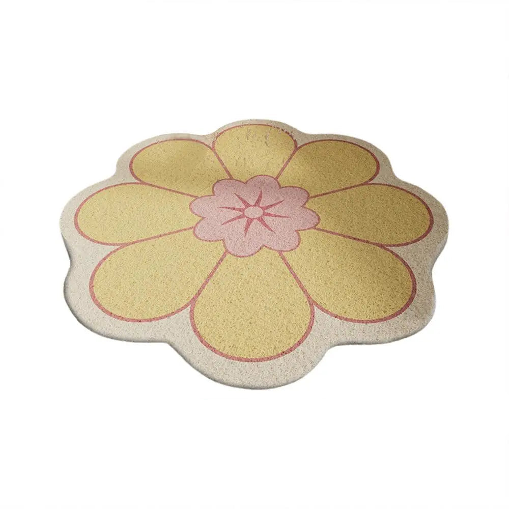 50x50cm Round Flower Bathroom Mat PVC Quick Drying Bath Rug Mat Beautiful Flower-shape Bathroom Bath Mat for Living Room TAVEN System LLC