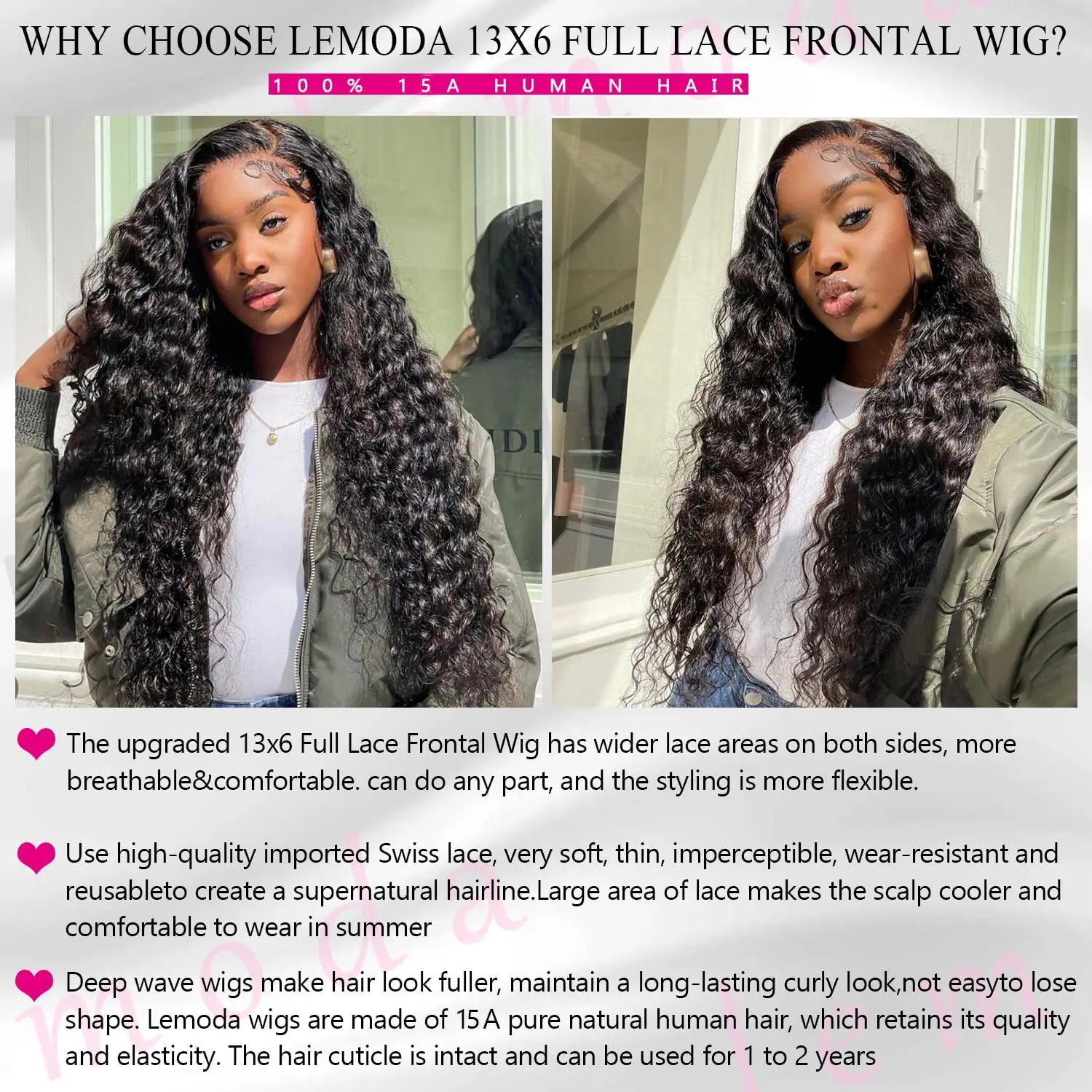 Lemoda 30 Inch 13x6 Full Lace Frontal Wigs 200% Density 15A Deep Wave Wigs Human Hair HD Lace Frontal Wigs Pre Plucked Wig TAVEN System LLC