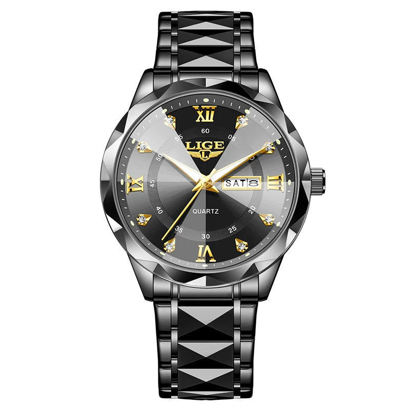 New LIGE Top Brand Luxury Man Wristwatch Waterproof Luminous Date Week Men Watches Stainless Steel Quartz Men's Watch Male reloj - TAVEN System LLC