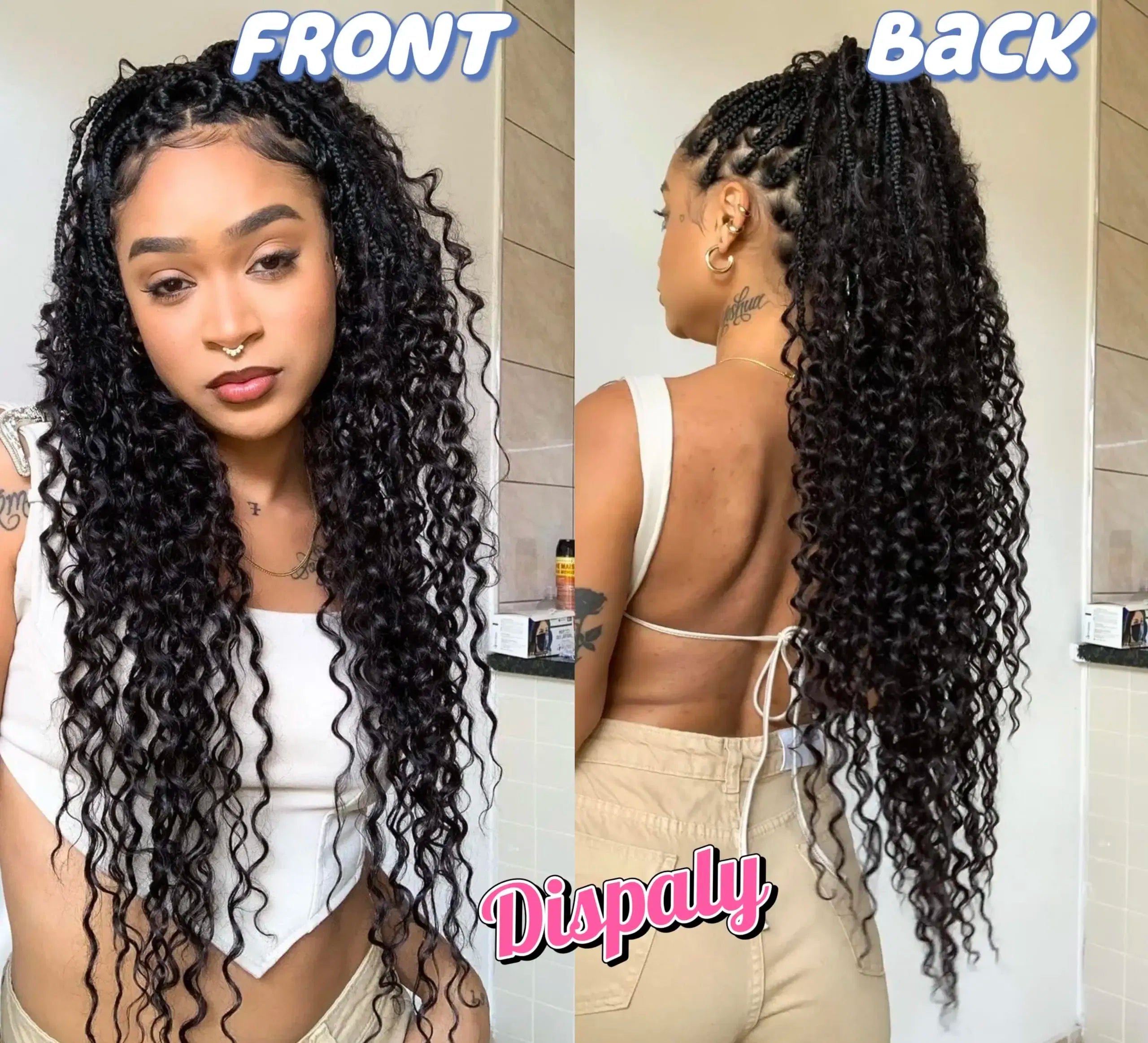 Color: Natural Color, Material Grade: virgin hair, Stretched Length: 24inches, Bulk Buy: 5pcs/lot - Bulk hair braiding Water Wave Bulk 18 inch human hair Boho braids with for knotless box or curly loose wave Taven
