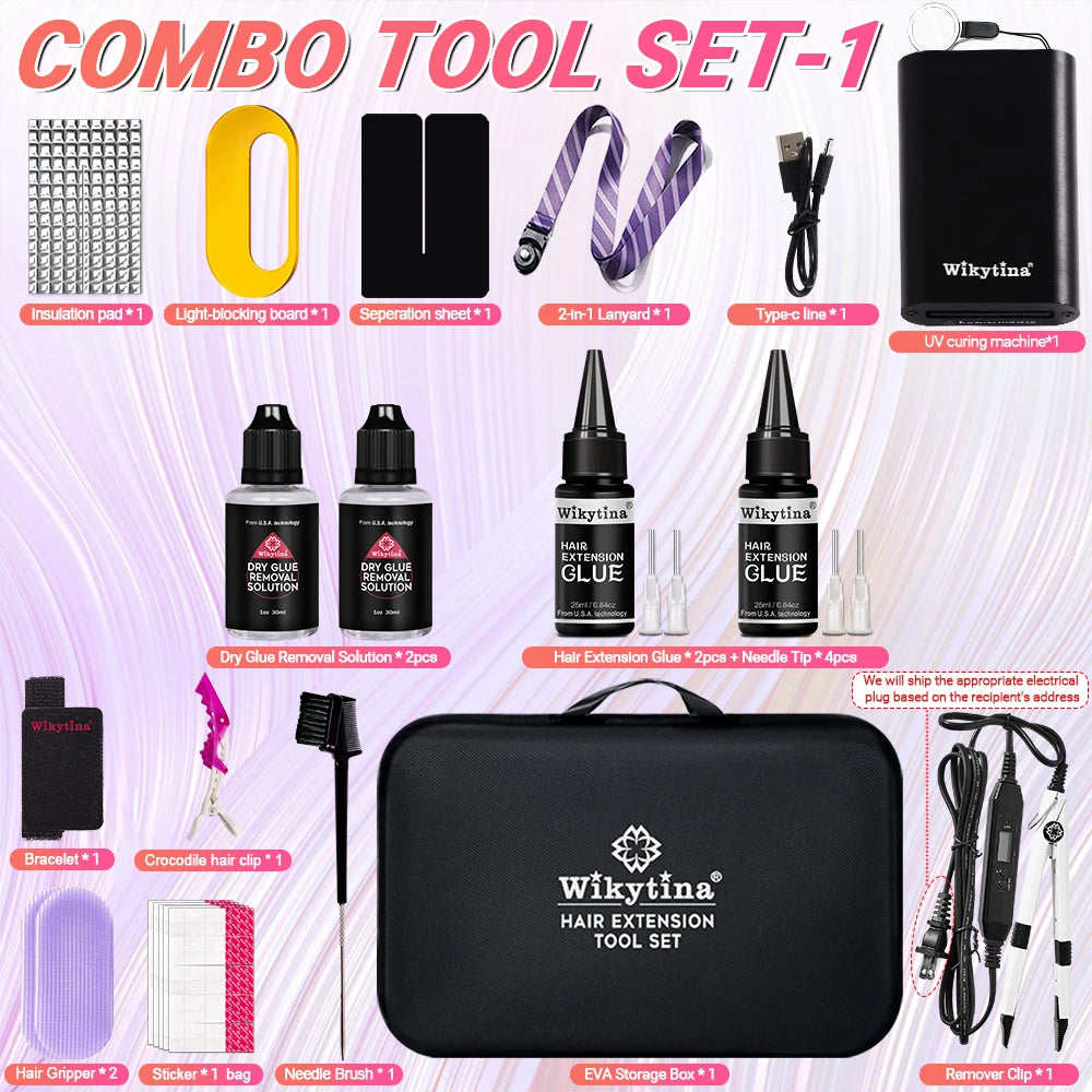 Professional UV Light Hair Extension Tool Kit