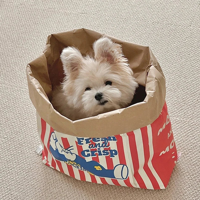Creative Cute Hidden Food Pet Cat and Dog Kraft Paper Popcorn Paper Bag Puzzle Decompression Sound chew Dog Toy TAVEN System LLC