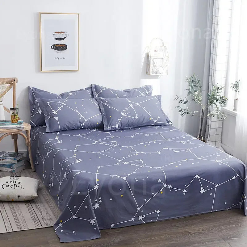 Queen Size Bed Sheet Single Soft Brushed Cotton Bedding Rustic Design All Seasons Breathable 1.6m Double Bed Sheet TAVEN System LLC