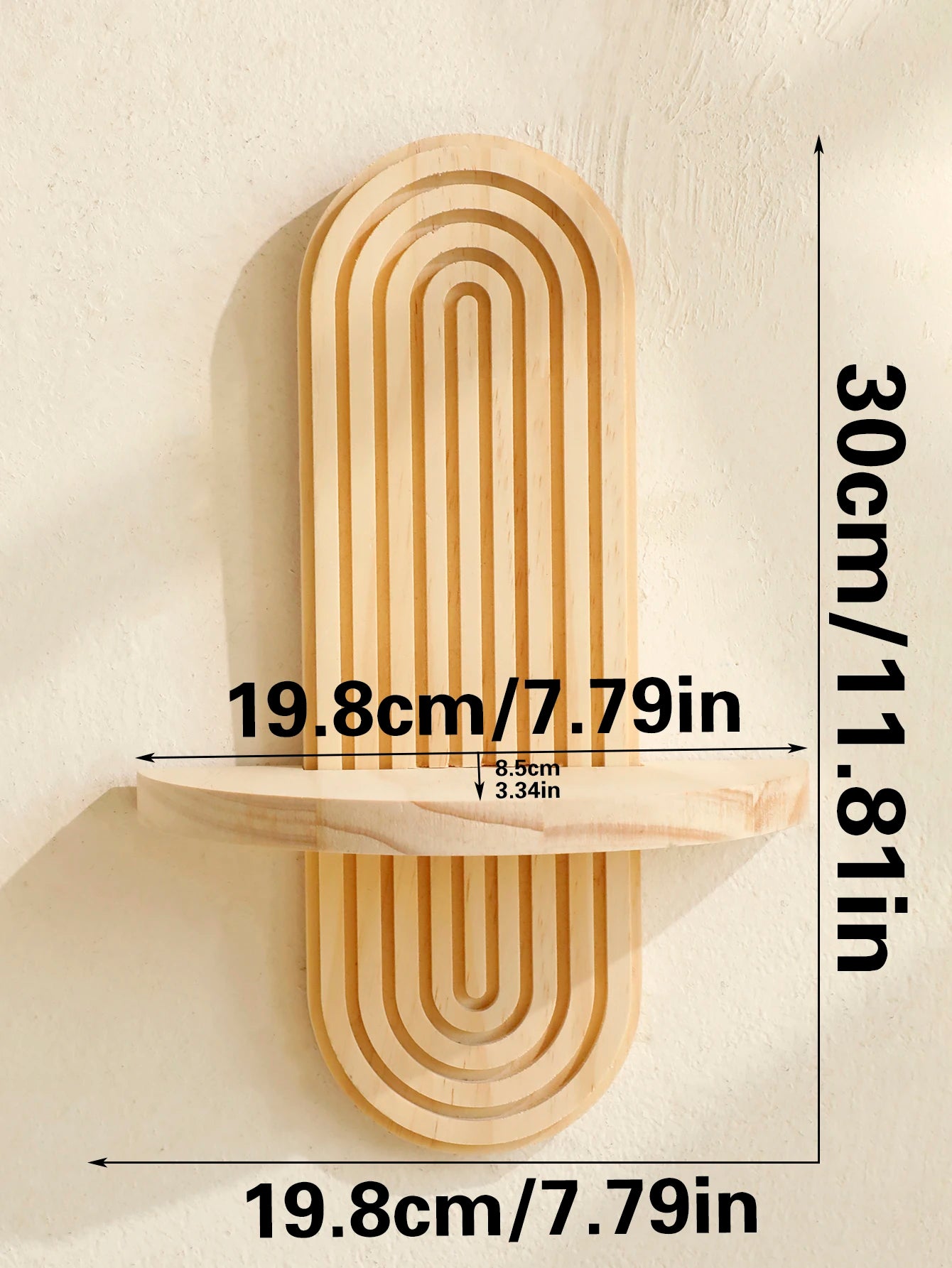 1Pc Boho Style Wooden Wall Shelves - Geometric Wall Mounted Shelves, Natural Wood Finish, Modern Home Decor, Plant Decorative TAVEN System LLC