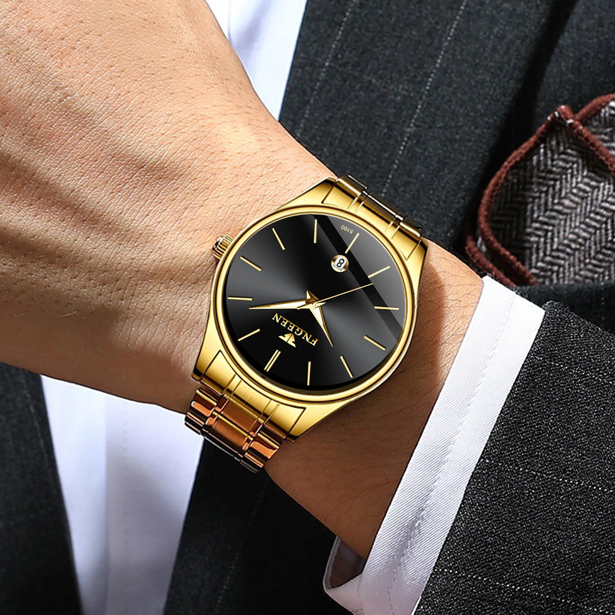 BINBOND stainless steel durable quartz watches for men luxury luminous waterproof precise auto date men's watch casual reloj - TAVEN System LLC
