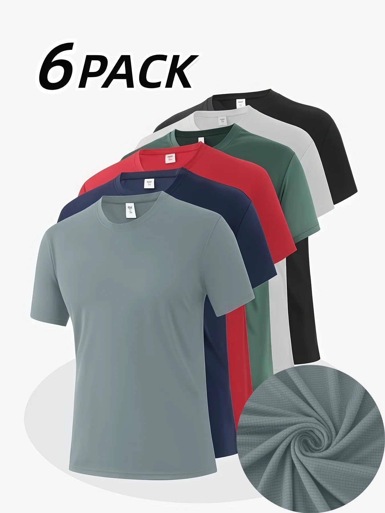 6-Pack Men's Breathable Polyester Crew Neck T-Shirts - Lightweight, Moisture-Wicking Short Sleeve Tops in Multiple Colors for Casual Wear and Outdoor Activities TAVEN System LLC
