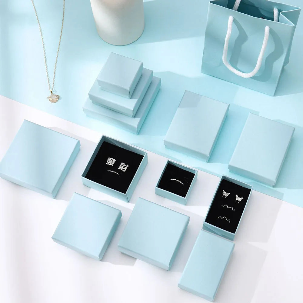 12pcs/ lot Simple Box Earnail Rings Earrings Bracelet Necklace Gray Black Paper Jewellry Display Case Jewelry Organizer Boxes TAVEN System LLC