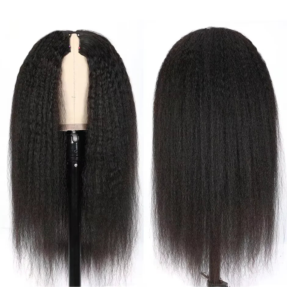 Kinky Straight V Part Human Hair Wig