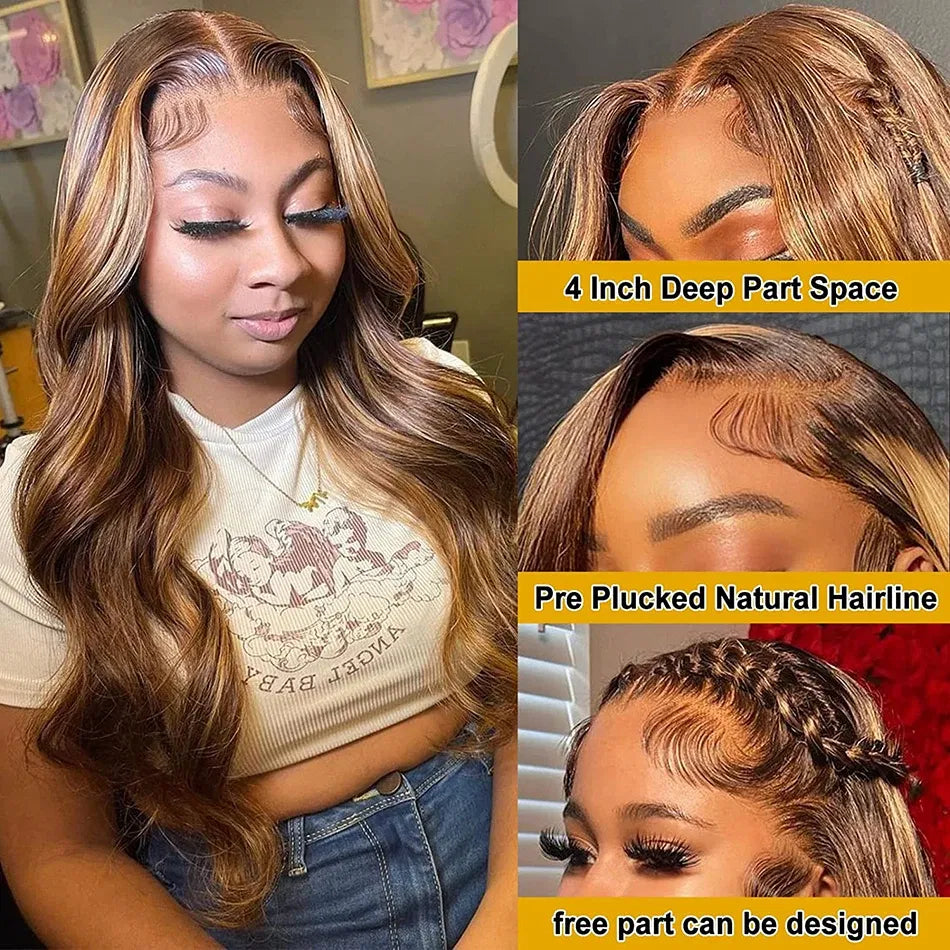 Stretched Length: 28inches, Hair Color: #16, Density: 180%, Ships From: CHINA - Highlight Wig Human Hair Blonde Body Wave 13X6 Hd Lace Frontal Wigs Hd Lace Wig 13X6 Human Hair 13X4 Lace Front Human Hair Wig Taven