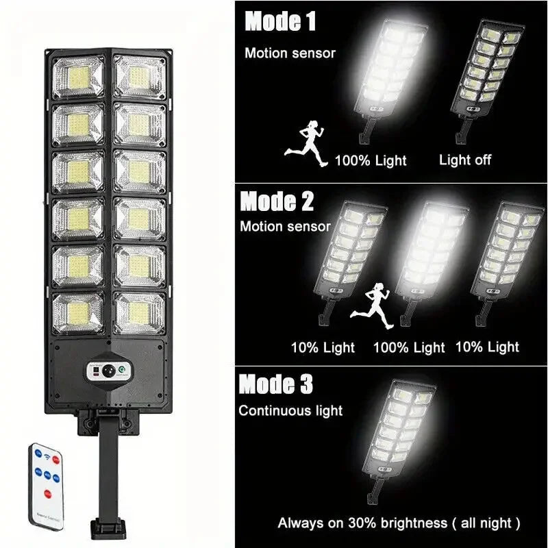 504LED Ultra-Bright Solar Street Light Wide Angle Motion Sensor, Remote Control, Energy-Efficient, Waterproof 4300mAh TAVEN System LLC
