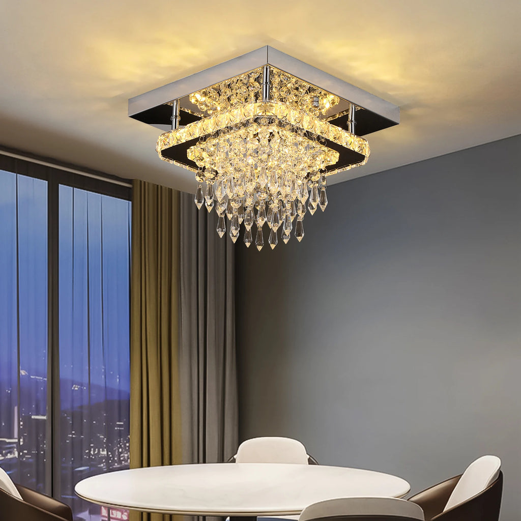 Modern K9 Led Crystal Ceiling Lamp Smart Chandelier Pendant Light Ring Chrome Plafonier Fixture Dining Living Room Decor Luxury TAVEN System LLC