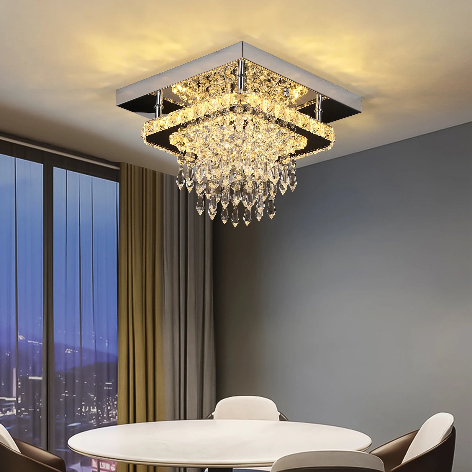 Modern K9 Led Crystal Ceiling Lamp Smart Chandelier Pendant Light Ring Chrome Plafonier Fixture Dining Living Room Decor Luxury TAVEN System LLC