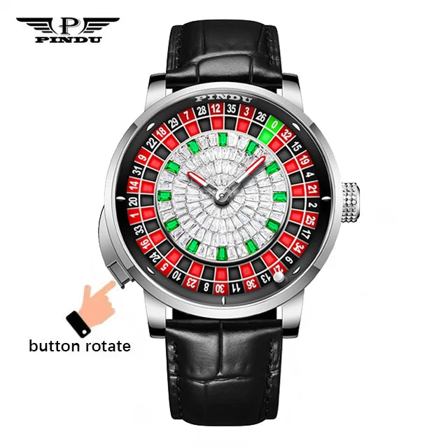 Men’s Automatic Skeleton NH35 Sapphire Leather Watch TAVEN System LLC