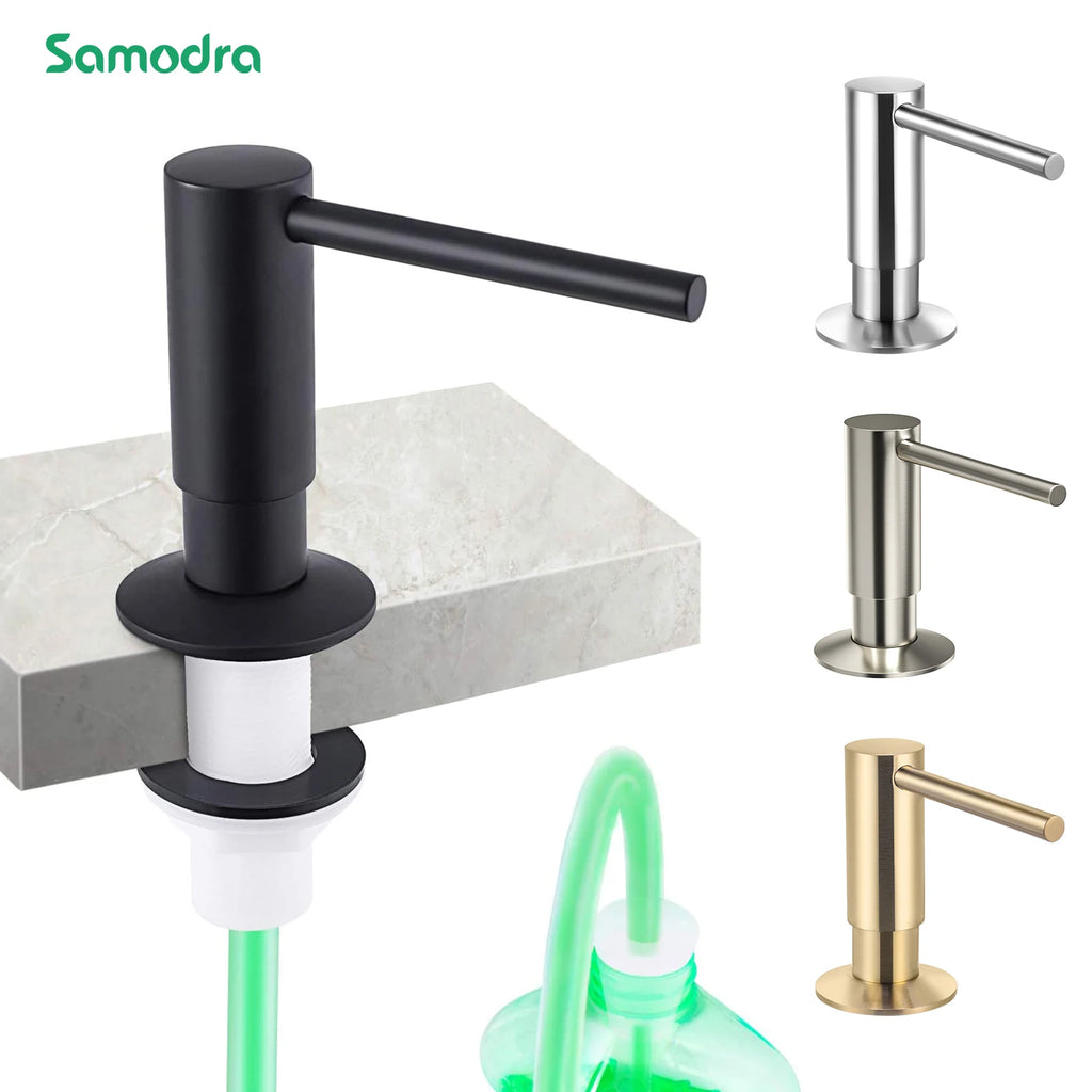 Samodra liquid Soap Dispenser With Extension Tube Kit Brass Pump Head For Kitchen Sink Bathroom accessories 4 color dispenser So TAVEN System LLC