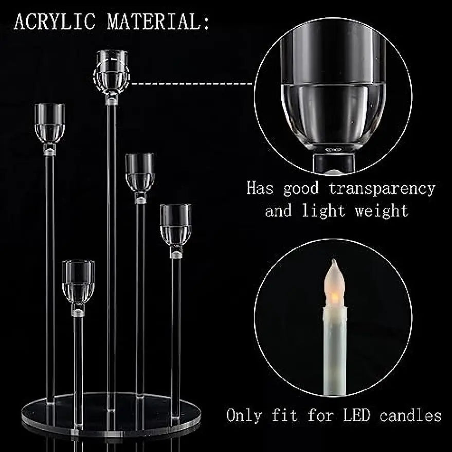 10pcs Acrylic 5 Arms Candle Holder Transparent Candelabra Table Centerpieces Wedding Living Room Home Holiday Decoration TAVEN System LLC