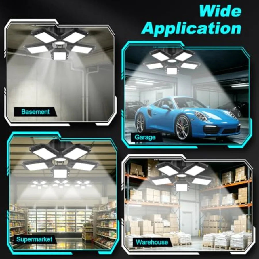 LED Garage Lights 2 Pack, Ceiling LED Shop Light 180W 18000LM 6500K Screw in Led Light with 5+1 Deformable Panels, Bright Led L TAVEN System LLC