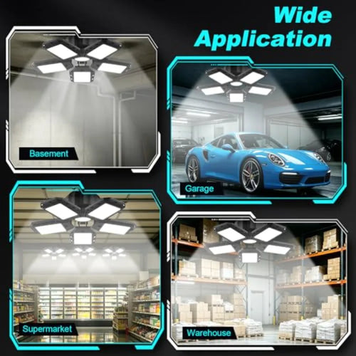 LED Garage Lights 2 Pack, Ceiling LED Shop Light 180W 18000LM 6500K Screw in Led Light with 5+1 Deformable Panels, Bright Led L TAVEN System LLC