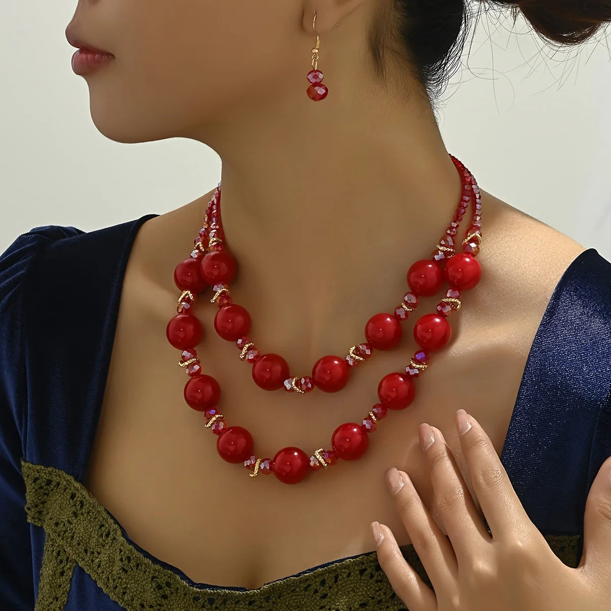 1 necklace +1 pair of earrings, imitation pearl material, Bohemian style, fashion, party date to send girlfriend wife birthday g TAVEN System LLC