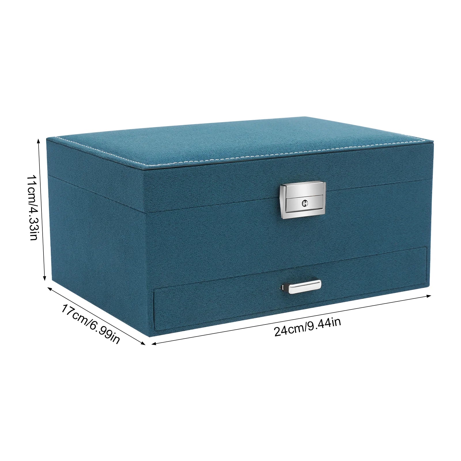 3-tier Jewelry Box Exquisite Storage Box, Flannel Jewelry Watches Display Case for Earrings, Necklaces, Bracelets 24x17x11c TAVEN System LLC
