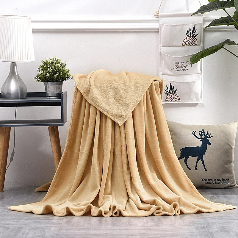 Soft Warm Blankets For Beds Winter Warm Coral Velvet Solid Sofa Cover Bedspread Winter Plaid Blankets Winter Sheet Bedspread TAVEN System LLC