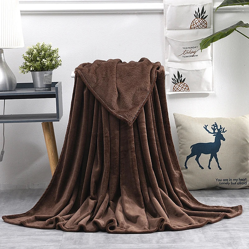 Soft Warm Blankets For Beds Winter Warm Coral Velvet Solid Sofa Cover Bedspread Winter Plaid Blankets Winter Sheet Bedspread TAVEN System LLC