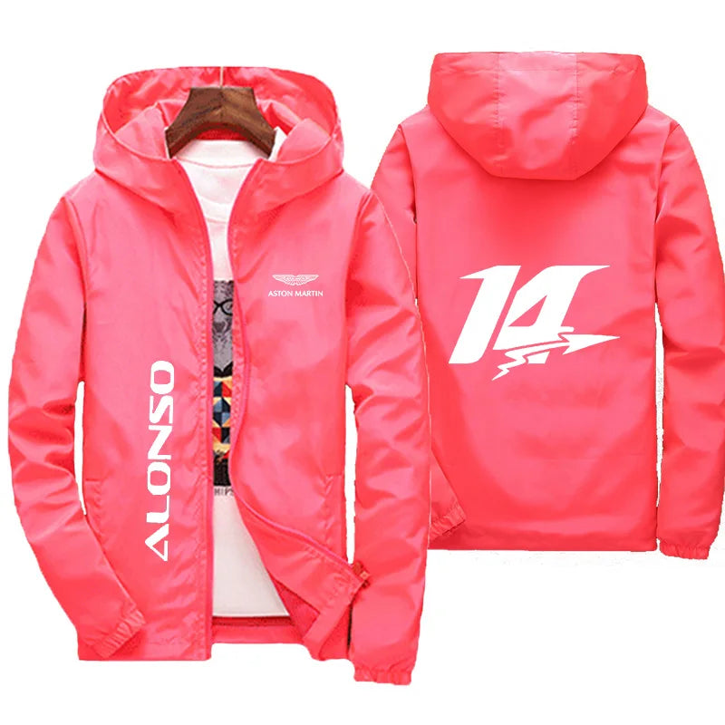 Aston Martin Racing Hooded Windbreaker Jacket Men Casual Zipper Coat