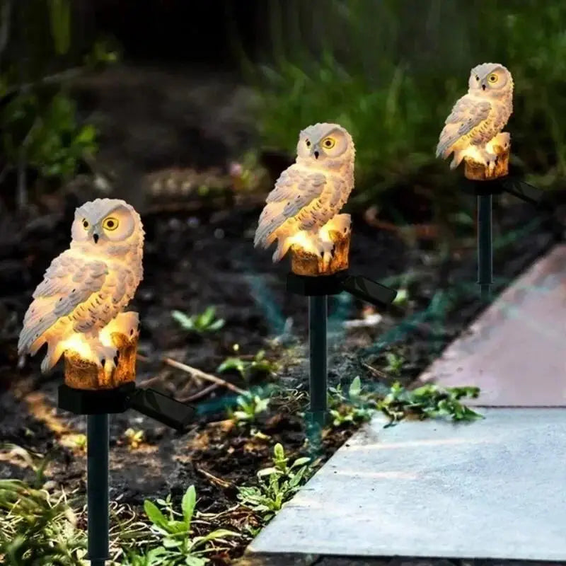 New 1 Pcs Decor Owl Lights Outdoor Solar Powered Lawn Floor Lamp Waterproof Landscape Lighting Pathway LED Animal Lantern